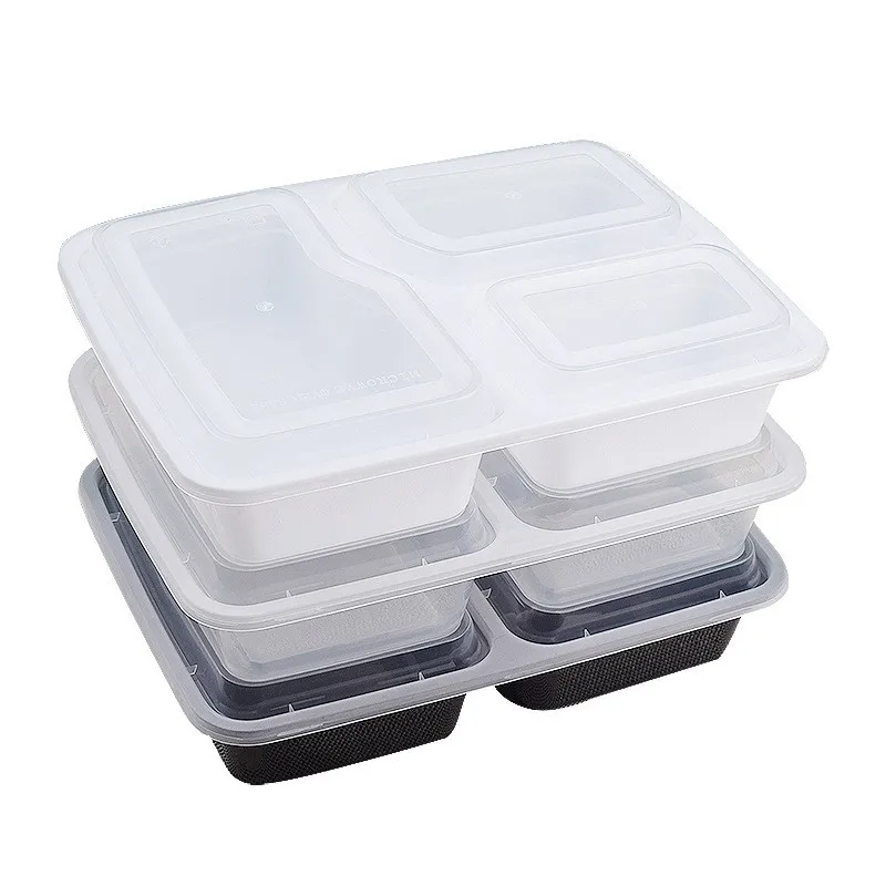 1000ml Freshware Posiłek Prep Pojemniki do przechowywania żywności Bento Box BPA Bezpłatne Plastikowe Pojemniki 3 Komory z pokrywkami Darmowa Wysyłka