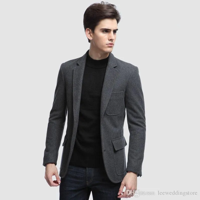 2020 Grauer Tweed Designer Formelle Herrenanzüge Maßgeschneiderte Business Casual Kostümanzüge Maßgeschneiderter Smoking Slim Fit Jacker Man Blazer Nur Jacke