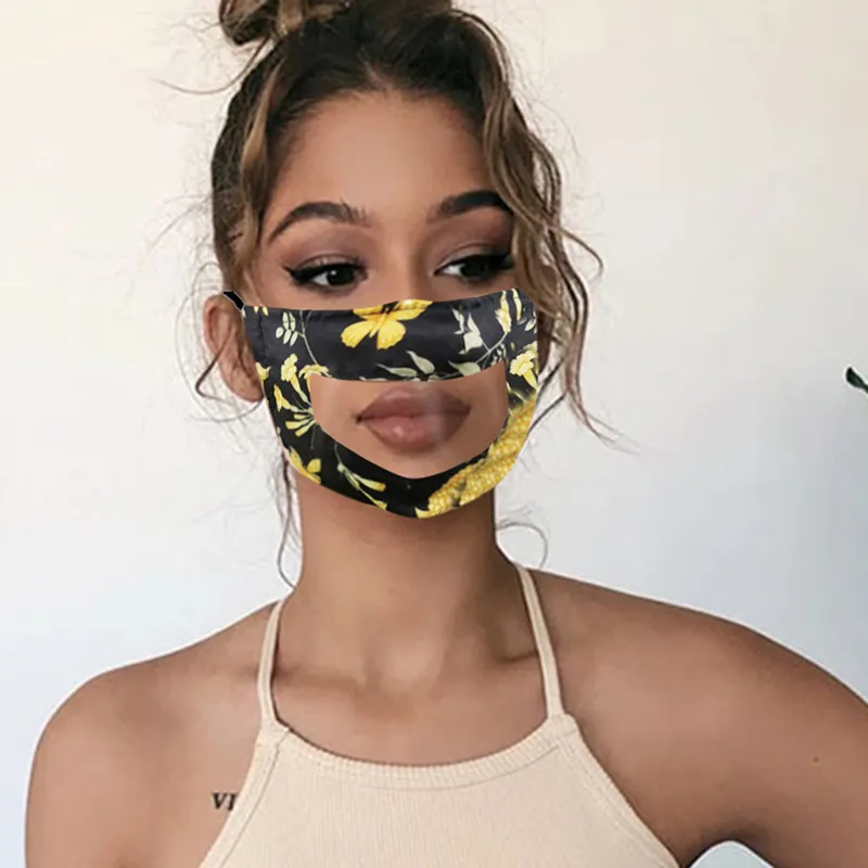 Lip Masker Designer Gezichtsmasker Bescherming voor volwassenen met helder venster Zichtbaar katoenmond gezichtsmaskers wasbaar en herbruikbaar masker