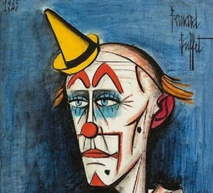 Bernard Buffet payaso alta calidad Artesanías / H impresión abstracta Retrato del arte pintura al óleo sobre lienzo 3-1