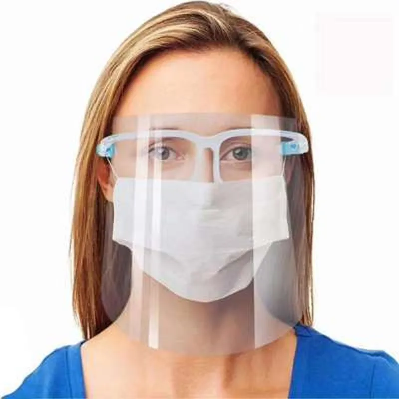 Transparent Face Shield Mask Pet Plast Clear Glasögon Ram Isolation Anti Fog Full Protective Masks