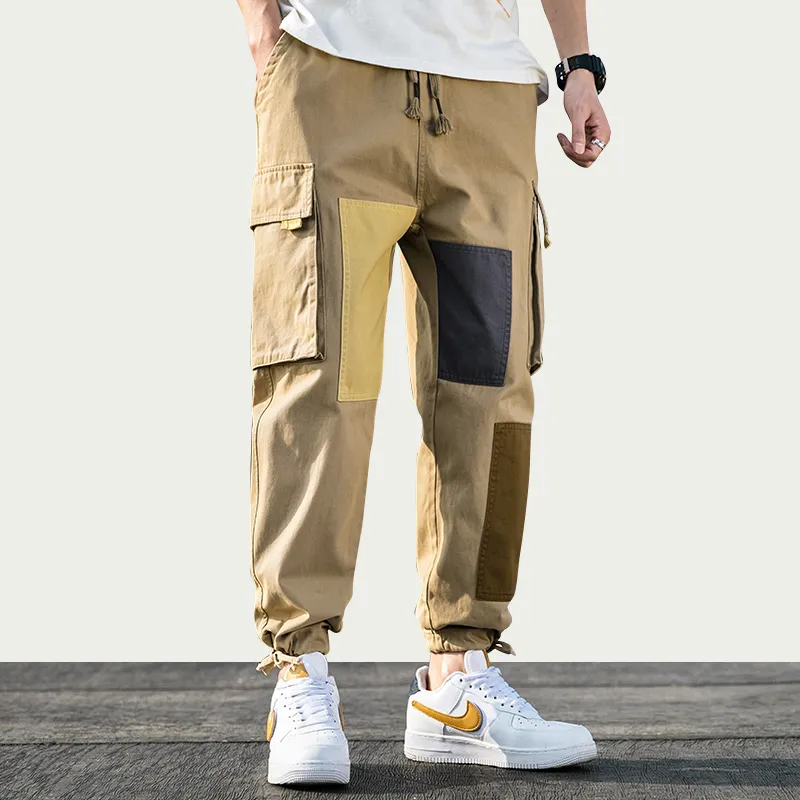 Pantalones Cargo de retazos de algodón iiDossan para hombre, ropa de calle 2020, pantalones para correr para hombre, pantalones de Hip Hop, monos a cuadros con múltiples bolsillos, novedad