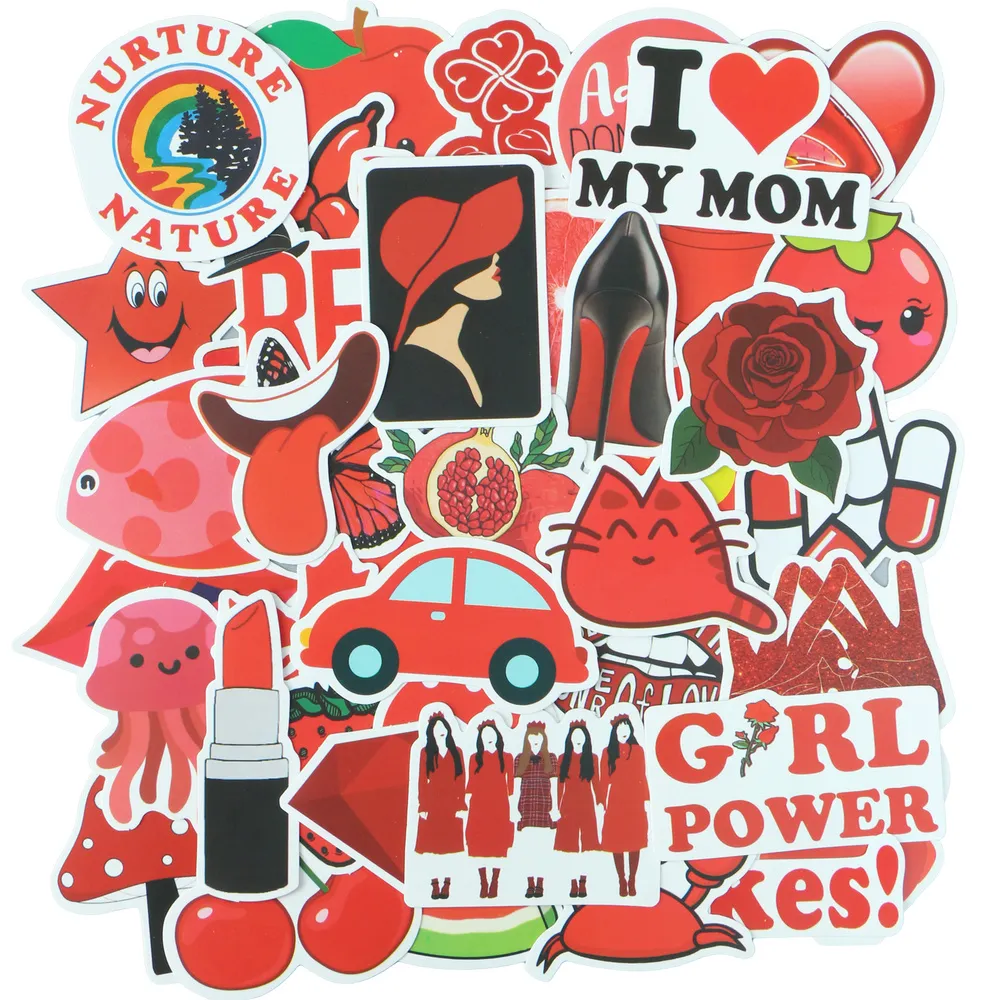 50pcs vermelho fresco VSCO Ins estilo Stickers Pacote não-aleatória Graffiti Car bicicleta bagagem etiqueta Laptop garrafa skate Motor Água Decal