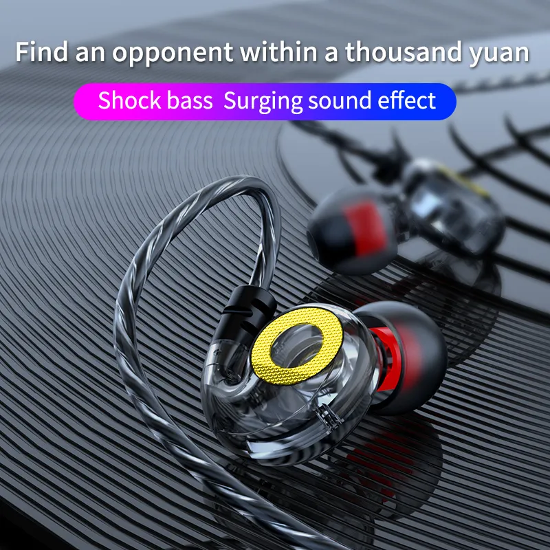 Gaming Earphone Wired Game Headset Earhook Heavy Bass Earphones Phone 3.5mm in-ear Headsets Transparent Sports Headphones