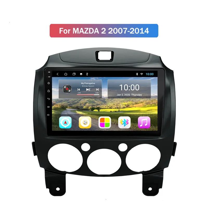 10-Zoll-Auto-GPS-Video-Multimedia-Player mit Lenk-Android-Radio für MAZDA 2 2007-2014