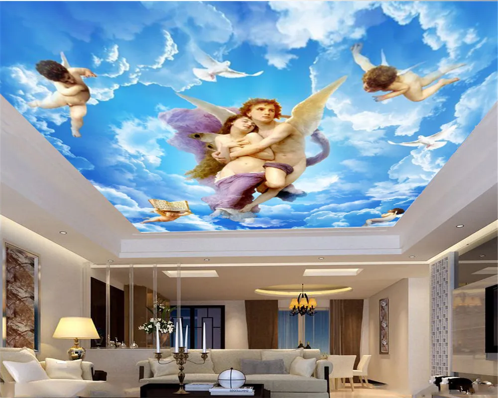 カスタムキャラクター3D Zenithの壁紙天使とリトル天使たちがラブの福音を広げてリビングルームの寝室ゼニスの装飾的な壁紙