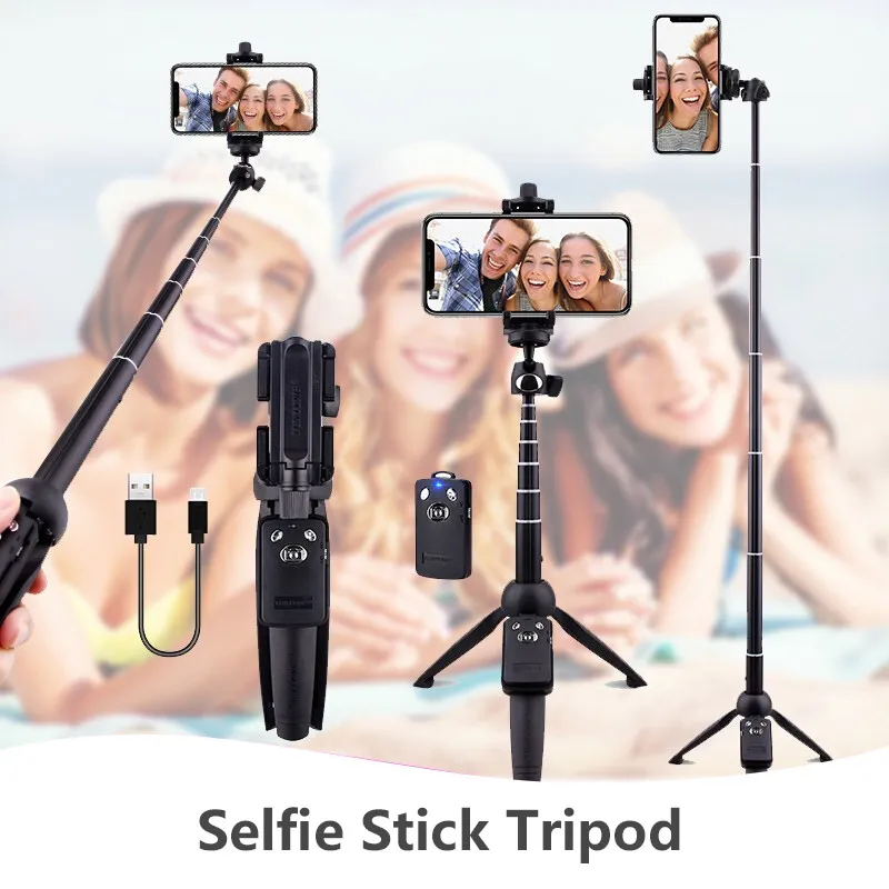 iPhone Samsung Huawei Xiaomi akıllı telefonlar için Bluetooth Remote Shutter Evrensel ile Yunteng Kablosuz Selfie'nin Çubuk Tripod Monopod