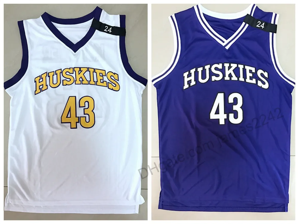 College-Basketballtrikot Kenny Tyler 43 Herren The 6th Man Movie Huskies Trikots Marlon Wayans University Purple Uniform Sport