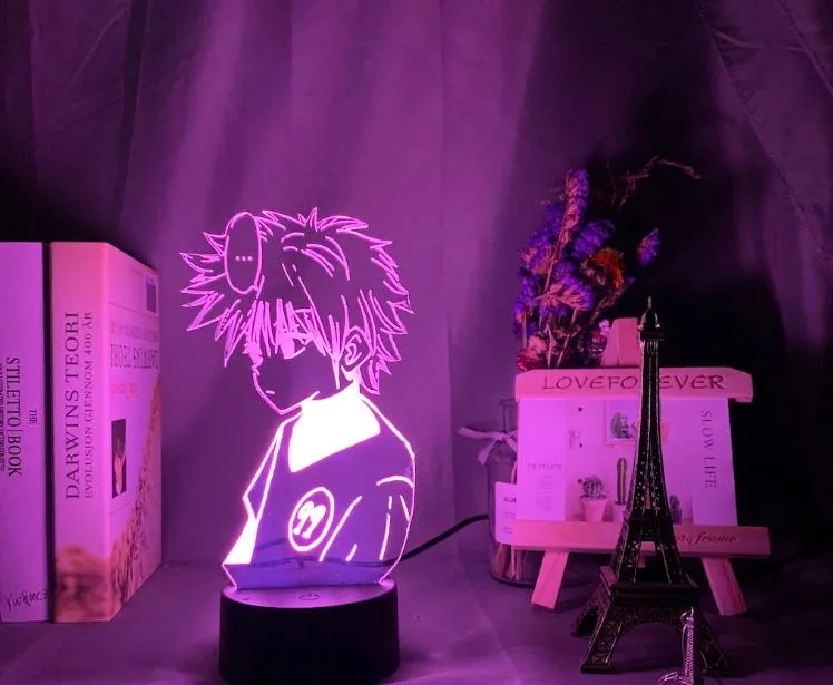 Anime Hunter X Hunter LED LEG Light Light Killua Zoldyck Figure Lightlight Color تغيير بطارية USB طاولة مصباح 3D للأطفال