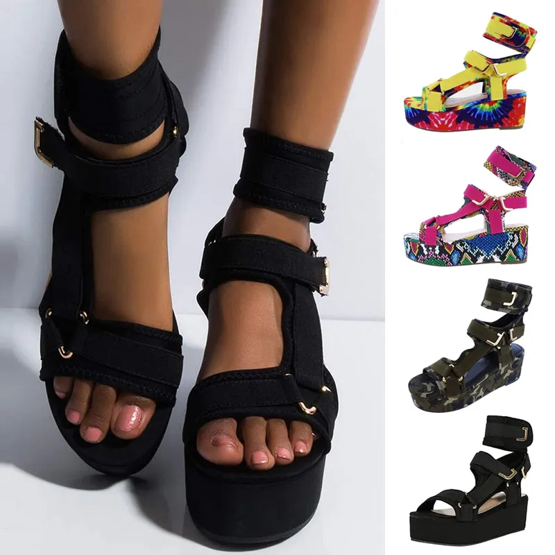 Hot Womens Platform Sandals Open Toe Shoes Thick Bottom Flat Anti-slip for Beach Summer
