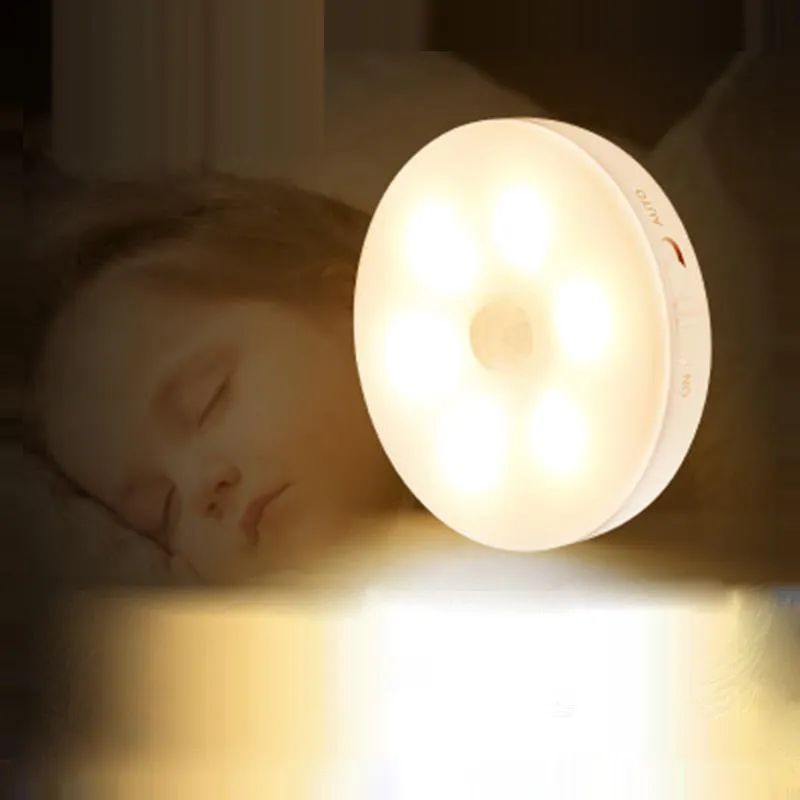 Nouvelle veilleuse rechargeable capteur intelligent lumière sans fil usb veilleuses corps humain armoire à induction lumière capteur lampes de nuit