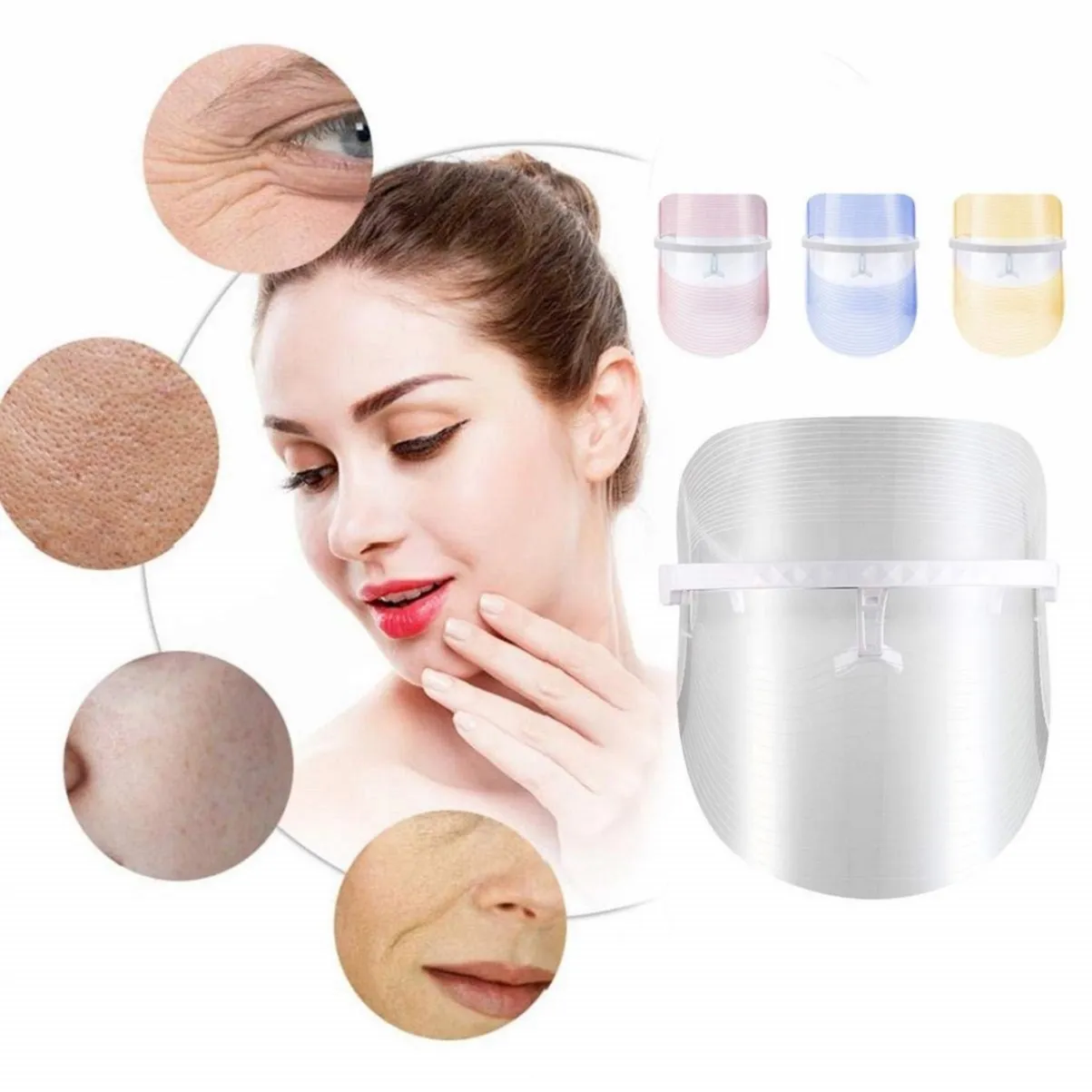 Draagbare Gezichtsverzorgingsgereedschap Huid Schoonheid LED Facial Skin Mask 3 Kleuren