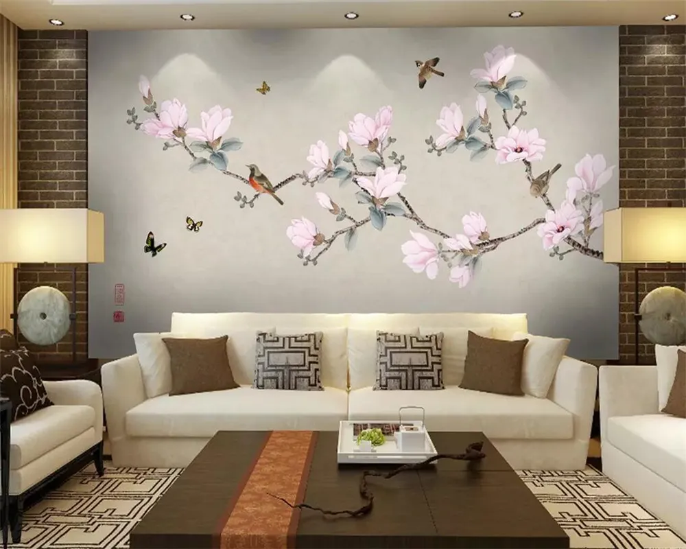 Papel Pintado Beibehang Mural Pintado A Mano Magnolia Pájaro TV Fondo Papel  De Pared Decoración Del Hogar Sala De Estar Dormitorio Papel Tapiz 3d De  24,24 € | DHgate, image size:1000x800