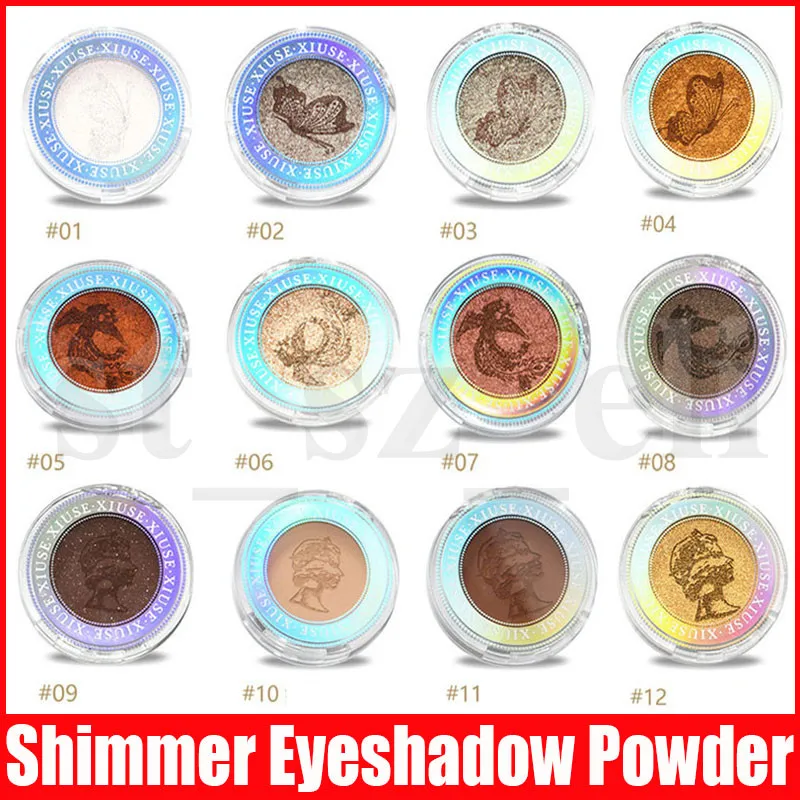 XiuSe 12 colori Phoenix Diamond Eyeshadow Luminous Shimmer Glitter Eye Shadow Highlight Powder Beauty Cosmetic Matte Makeup Polvere pressata