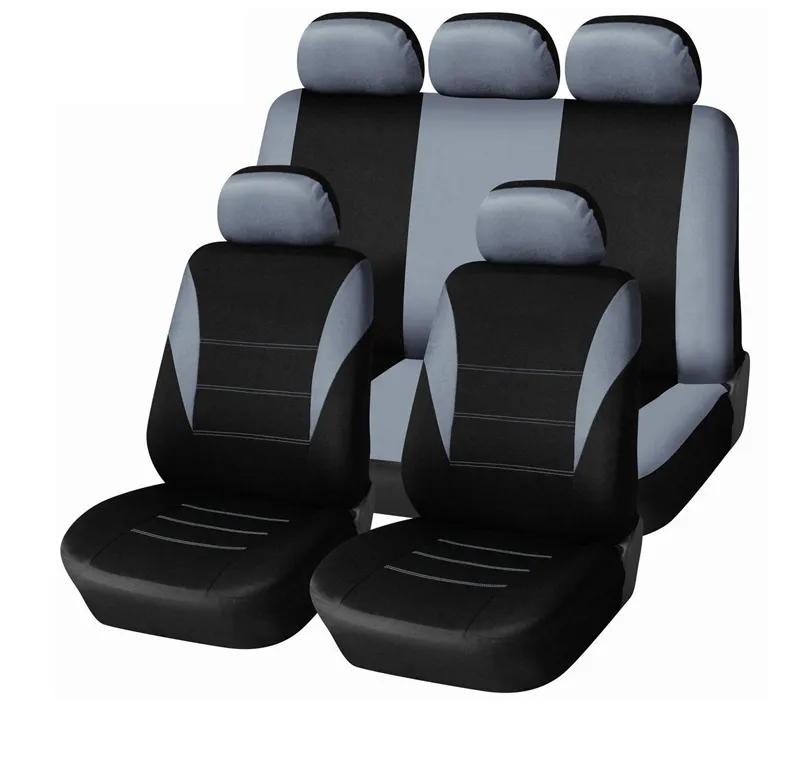 9PCS Car Seat Cover Protect Gray/Black Universal Accessories Full Set  Interior