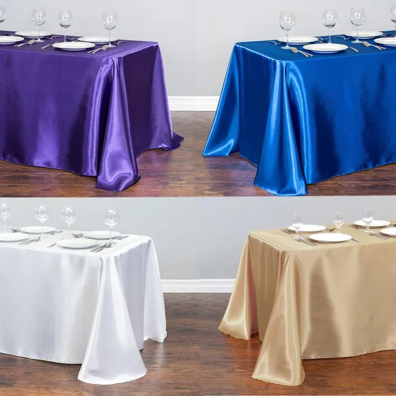 1pcs Satin Table Cloth Table Topper Overlay Cover Tablecloth For Birthday Wedding Banquet Hotel Festival Party Decoration