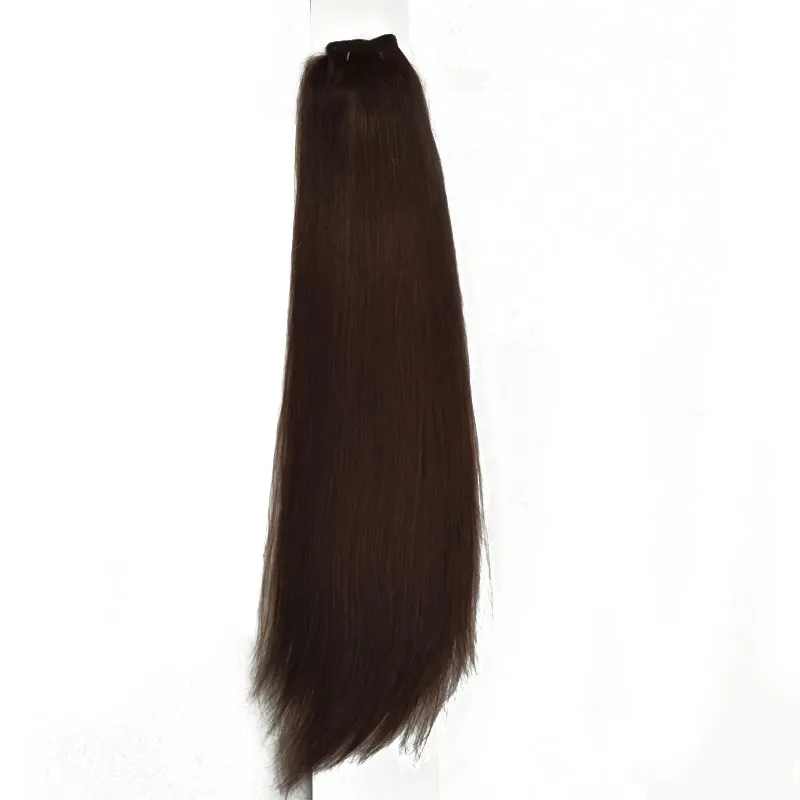 Top Quality 100% Remy Human Brazilian hair Black Color Ponytail Horsetail Clips in/on Human Hair Extension Dark Brown Color