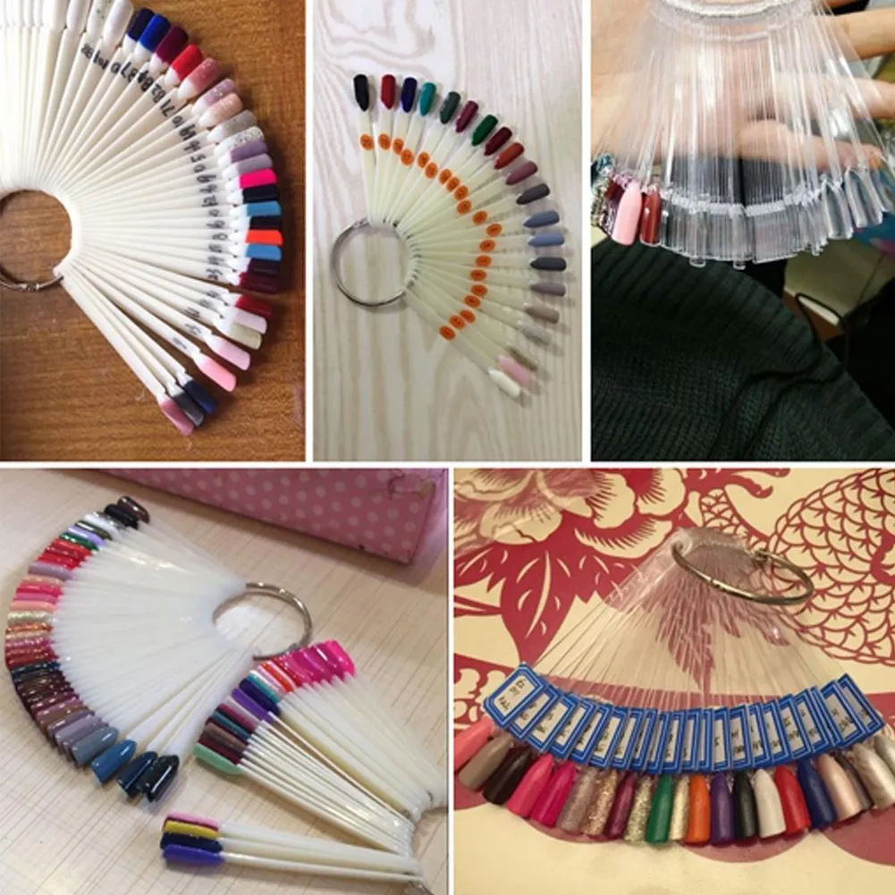 Nail Art İpuçları Fan Şekilli Renk Paleti Kartı Ekran Uygulama Sticks Tırnak Stil Renk Örnekleri Nail Art Ekran Raf Polonya Kart