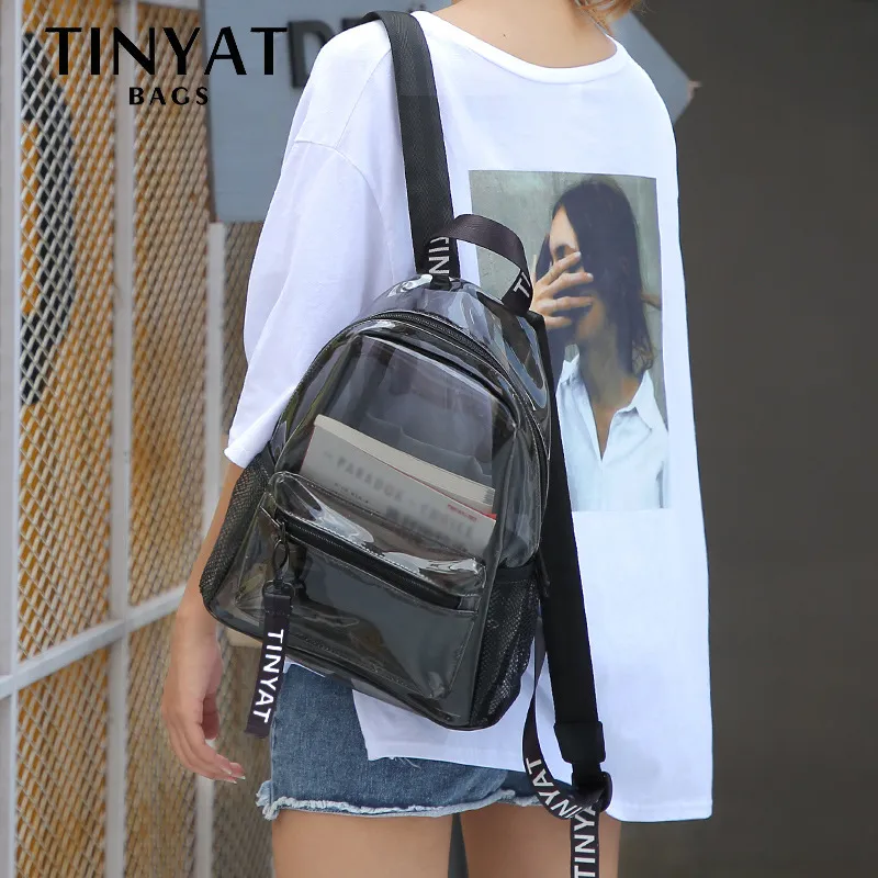 Transparent backpack new fashion casual tide girls jelly backpack large capacity summer beach waterproof school bag