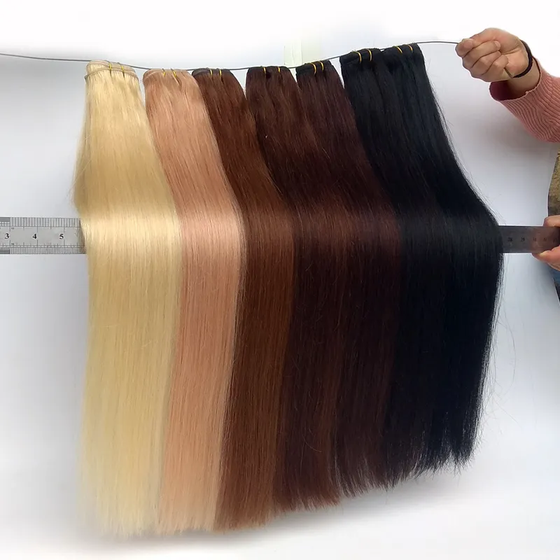 Fasci di capelli vergini brasiliani Estensioni dei capelli umani Remy Nero Marrone Biondo Grigio Rosso Blu Tessuto dei capelli umani Grossisti 12-26 pollici A buon mercato