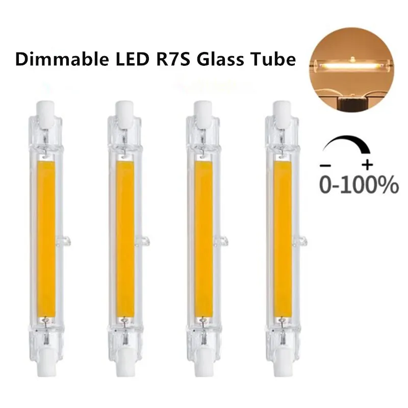 Dimmable R7s LED COB Corn Light Bulb Glass Tube Lamp 78mm 118mm Replace  Halogen