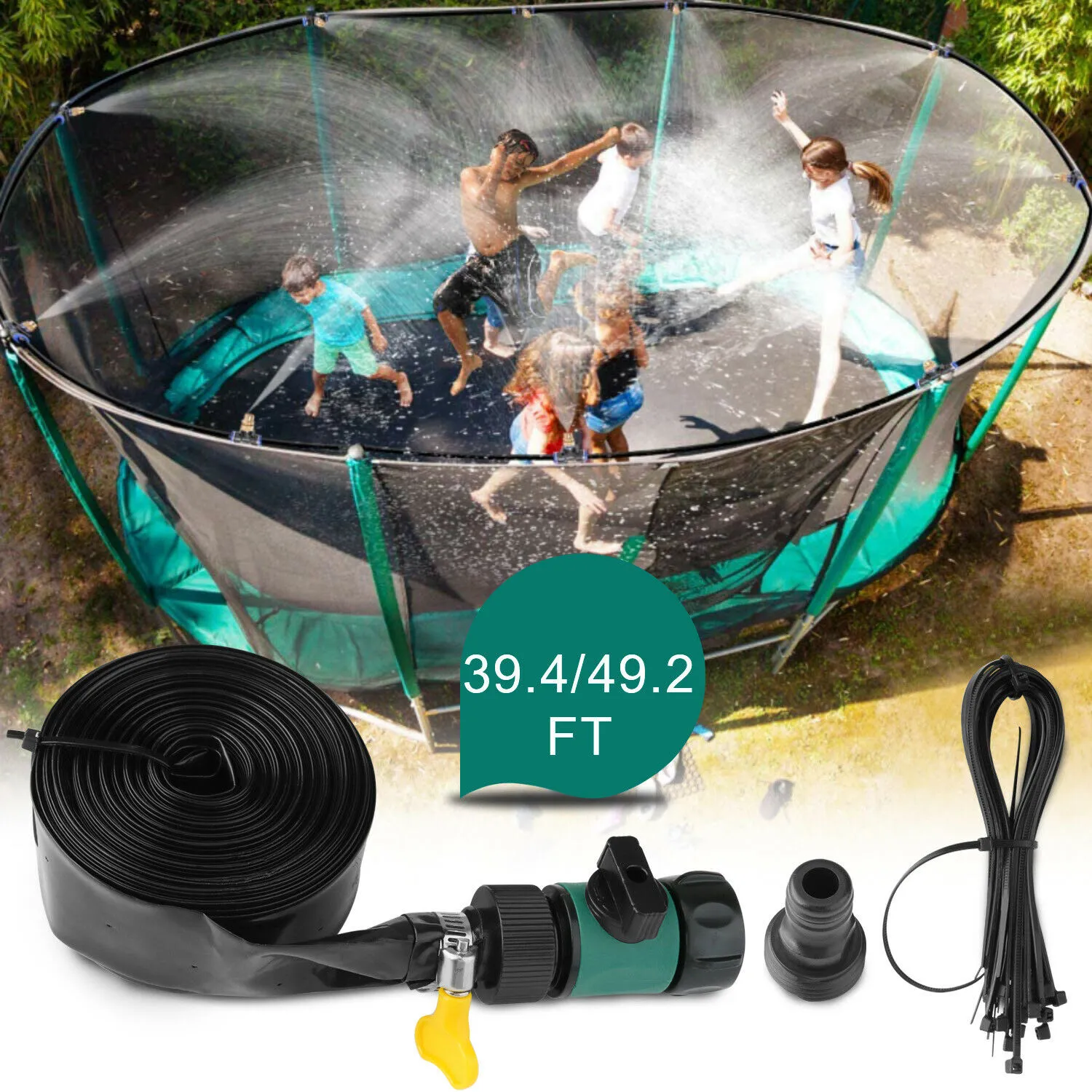 2022 Ny utomhus trampolin 39ft / 49FT Sprinkler Trampolin Utomhusvatten Toy Fun Waterpark Spray Garden Irrigation Trampolin Cooling Sprinkler Special Tool