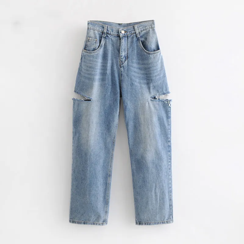 Artsnie High Waist Blue Casual Denim Pants Women Spring 2020