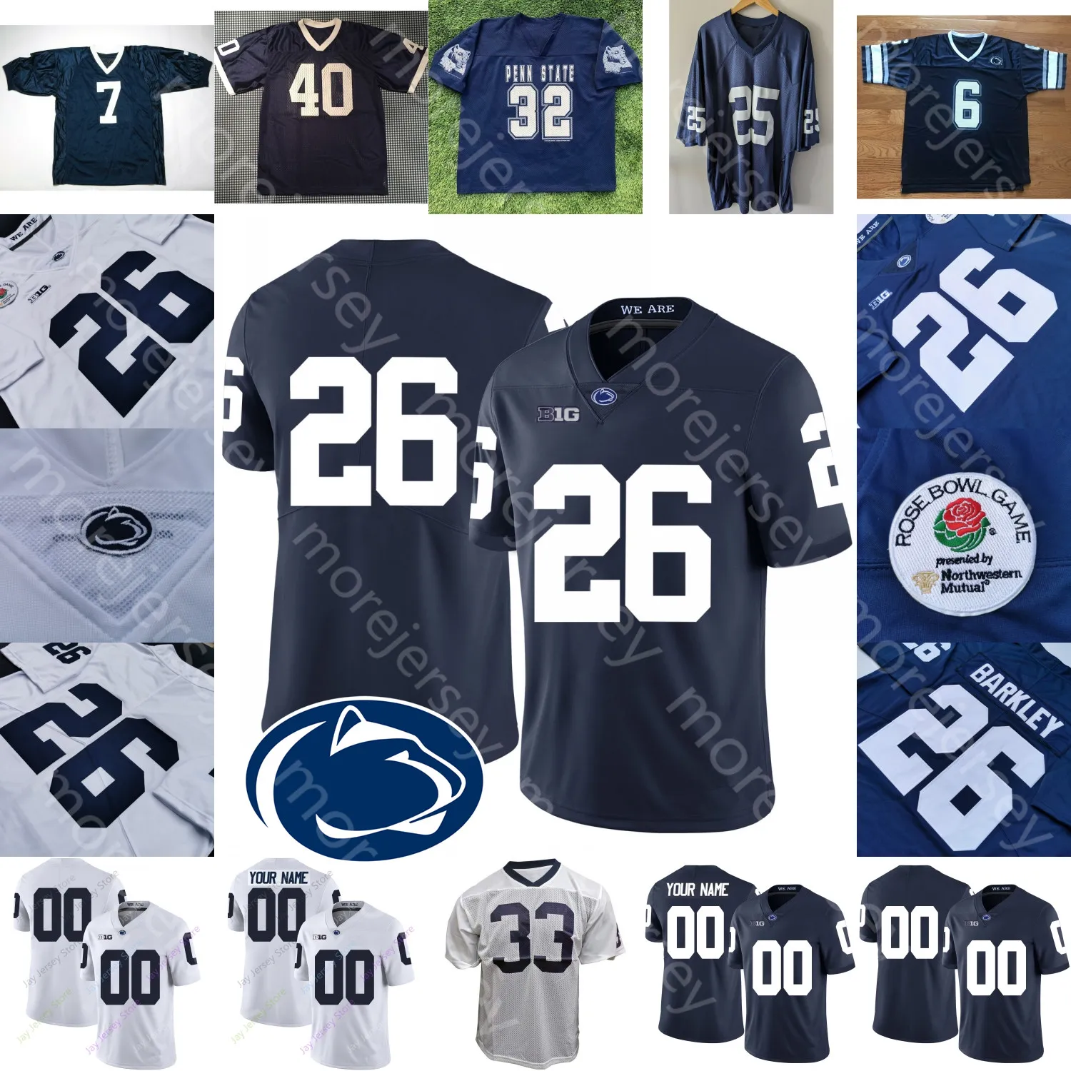 PSU Penn State Football Jersey NCAA College Johnny Dixon Drew Allar Marcus Allen Joe Paterno KJ Hamler Noah Cain Pat Freiermuth Micah Parsons Dotson