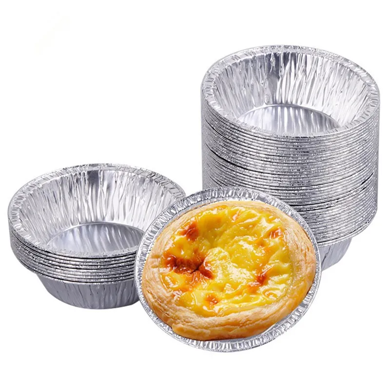 Aluminium folie ei taart pan wegwerp bakbakken cirkelvormige cupcake case mini pot taart schimmel gebak gereedschap jk2007xb