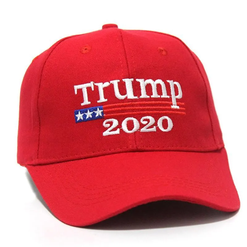 US Stockh! Trump 2020 Förvara Amerika Stora 2 stilar Broderier Bomull Justerbar Andningsskydd Baseball Cap Utomhus Kvinnor Män Kepsar FY6064