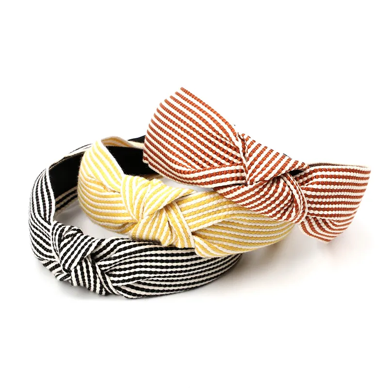 Stripe Knotted Hair Bands For Women Girls Special Ribbon Wide Headbands Fashion Hair Accessories