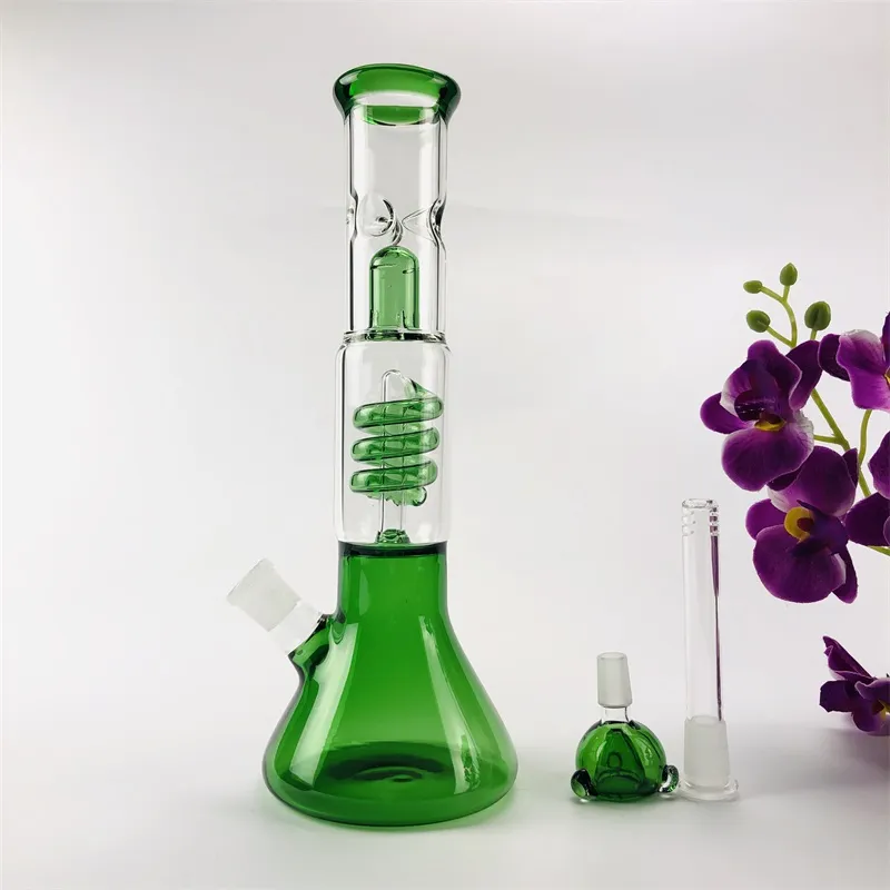 Green Glass Water Bong Hookhs Bent Tube Grzyby Perc PerColator 11.8onch do akcesoriów do palenia