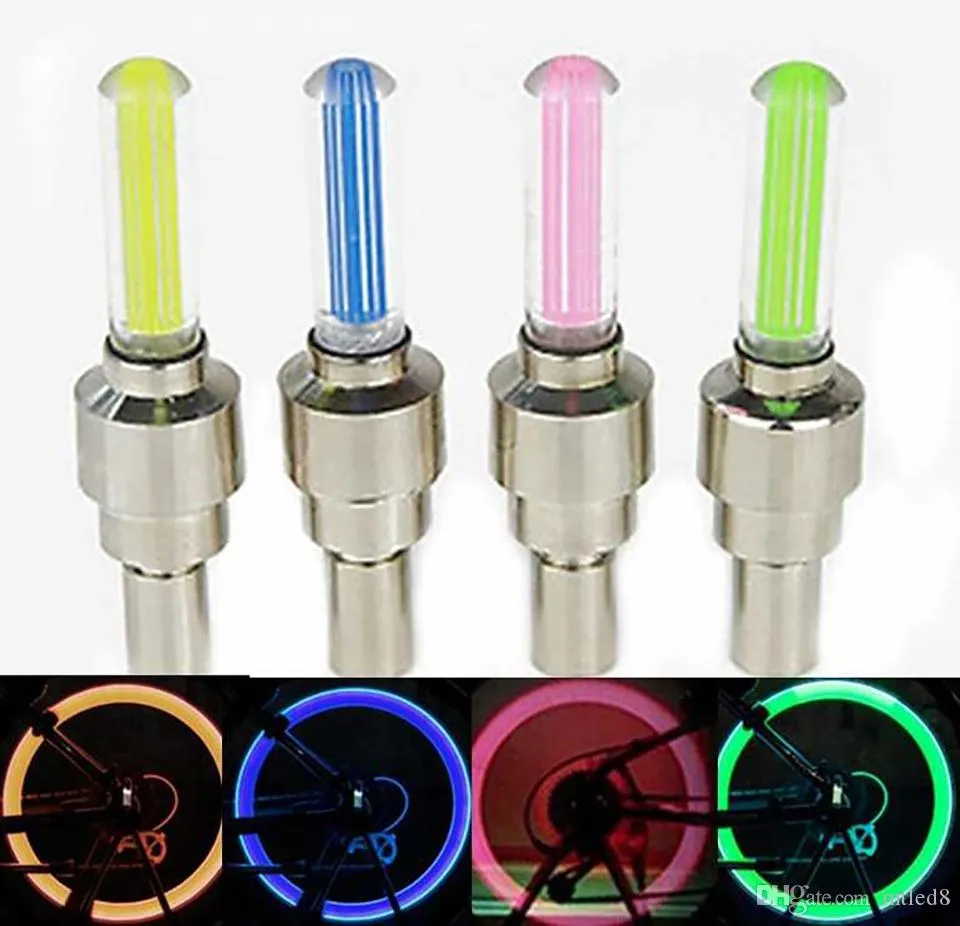 Bicycle Cycling Tyre Wheel Valve Lamp High Quality Neon Firefly Spoke LED Bike Lights Lamp One Piece Whole with Battery