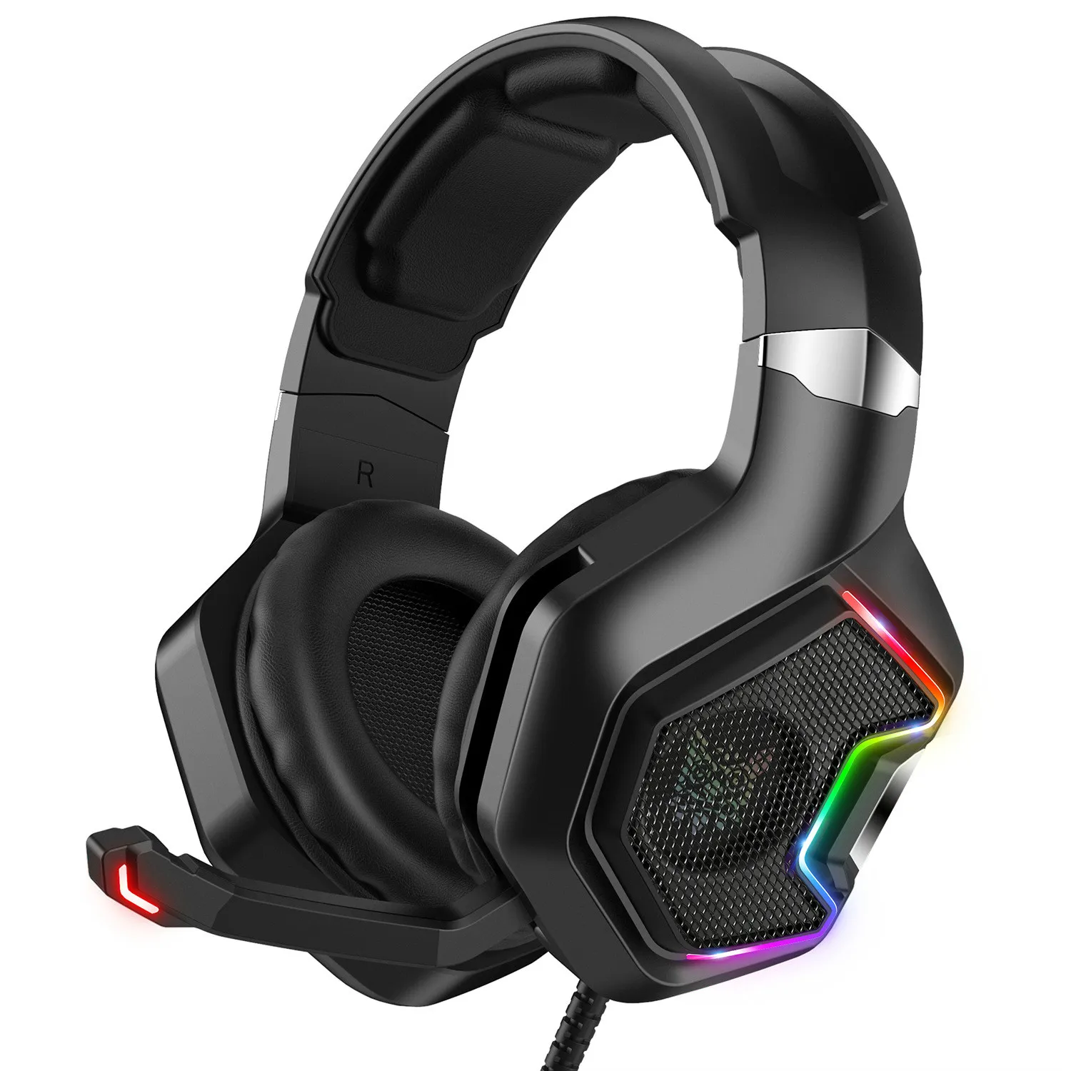 ONIKUMA K10Pro 3,5 mm professionelles Spiel-Headset, 3D-Stereo-Gaming-Kopfhörer, RGB über dem Ohr, mit Mikrofon für Laptop-Computer-Gamer-Kopfhörer