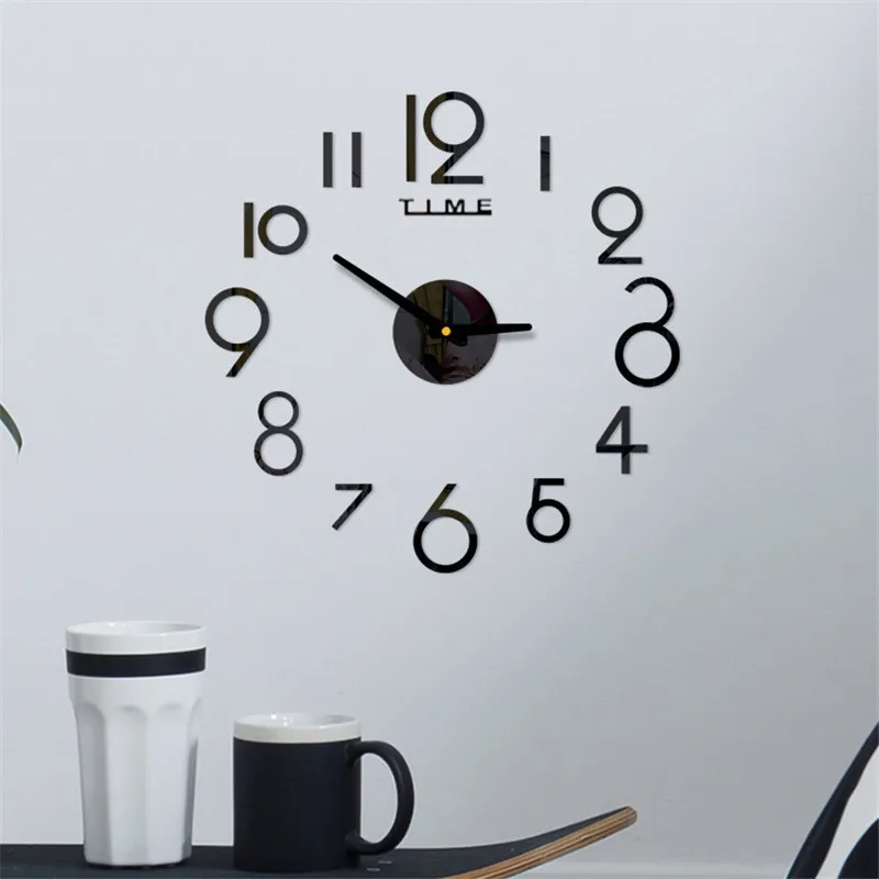 Acrylic Wall Clock DIY Mirror Wall Clock Art Acrylic 3D Mirror Sticker Home Office Decor Unique Gift