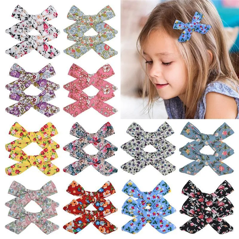 2 sztuk / para kwiat płótno łuk spinacze do włosów spinacze do dziewcząt Baby Kid Hair Pins Bangs Klipy Dzieci Fryzurki Akcesoria