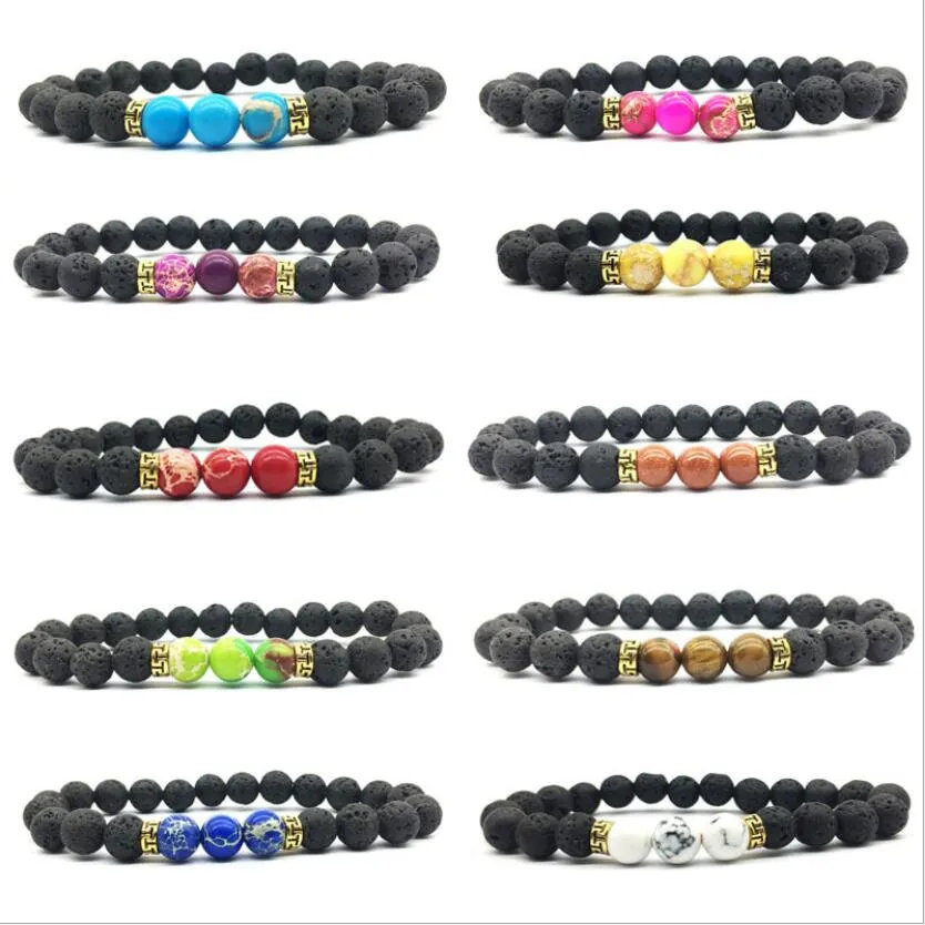 DHL Eppacket 8mm vulkanisk sten kejsare sten turkos armband Buddha huvud pärlor energi pärlor djfb255 Beaded strängs smycken armband