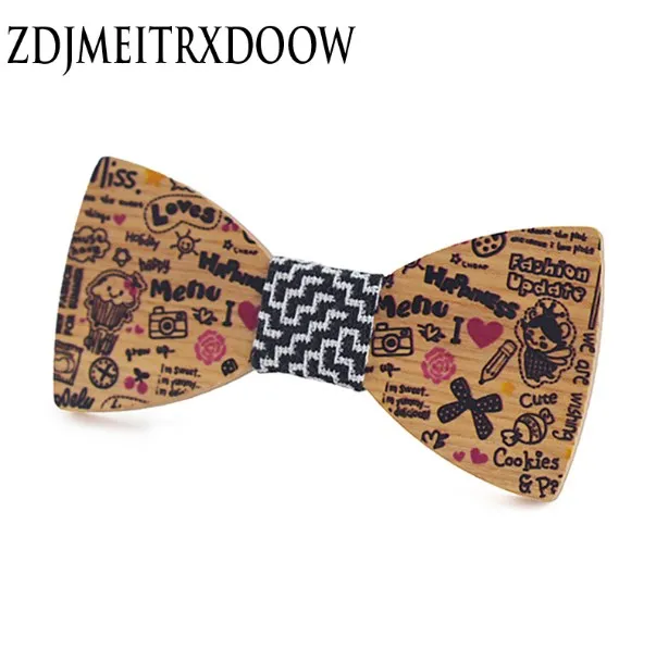 Children Polyester Bowtie Classic Cartoon Ties Men Boys Wooden Bow ties Kids girls Bowties Butterfly Cravat cutey Wood tie