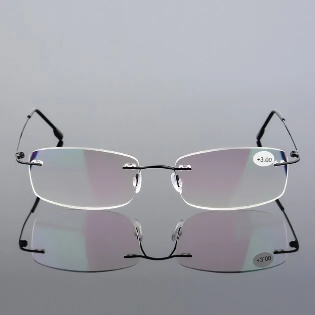 Elbru خفيفة TR90 الذاكرة التيتانيوم بدون إطار نظارات القراءة MenWomen طويل النظر نظارات +1.0 +1.5 +2.0 +4.0 إلى + 3.5