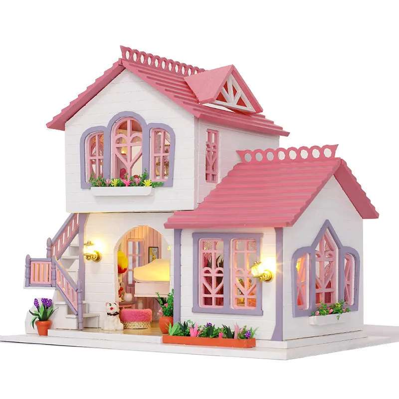 Acheter Kit de Mini maison de poupée Miniature à monter soi-même, avec  lumières LED et meubles pour coffret cadeau