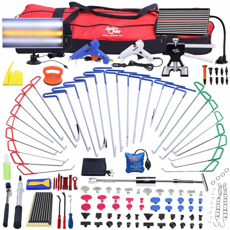 Super PDR مجموعات إصلاح السيارات دفع قضيب Crowbar Doing Tool Professional Hook Rods Air Pump Pump Wedge Dent Puller Kit لأدوات إصلاح جسم السيارات التلقائية