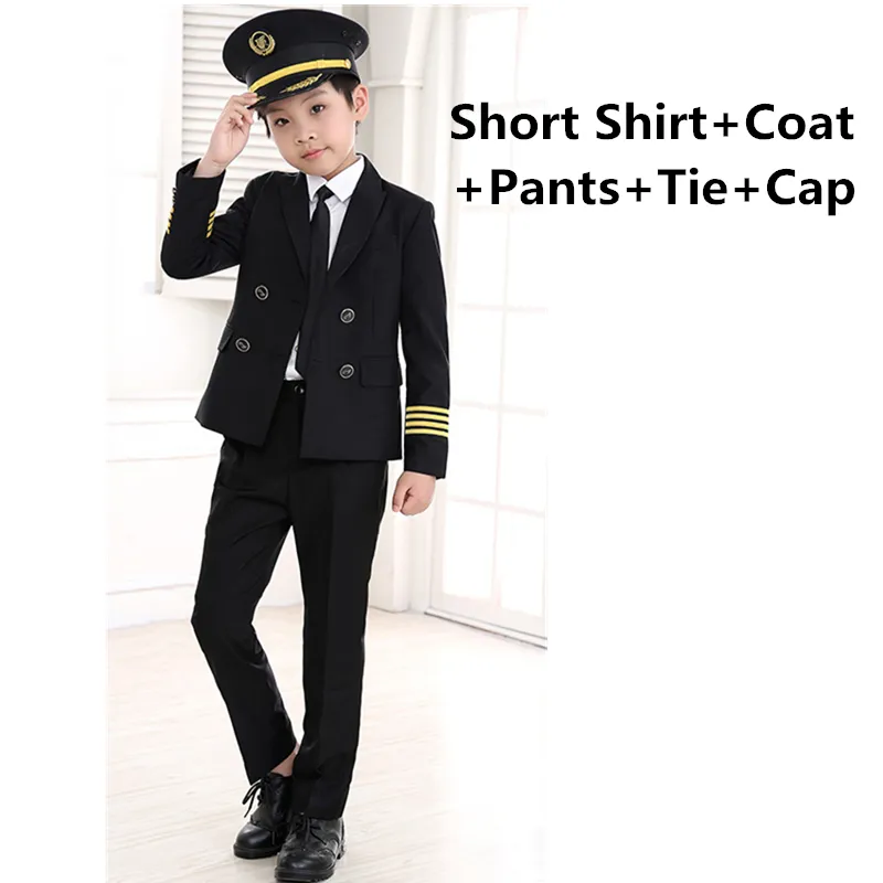 Uniformes de piloto de avión para niños, disfraces de Cosplay de