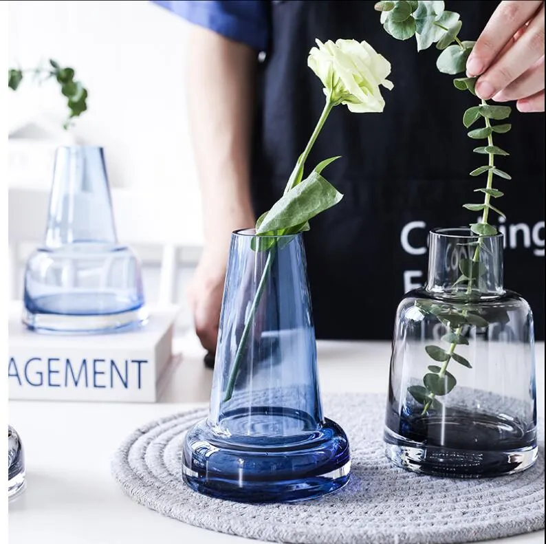 Nordic simple glass vases flower table decorations aromatherapy bottle living room household hydroponic flowerer vase