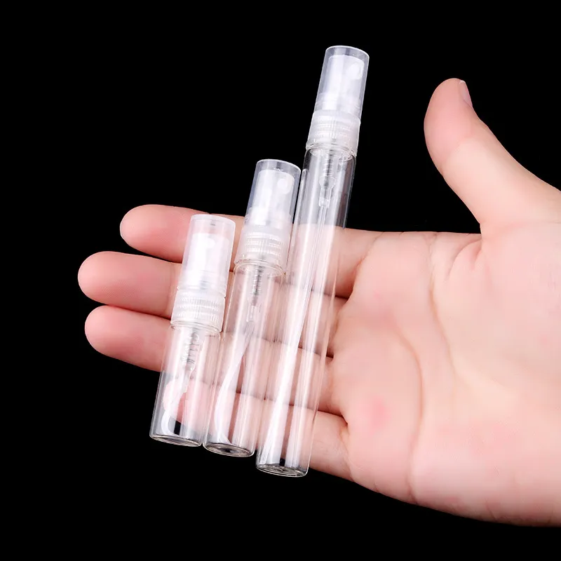 Mini bouteille de parfum en verre transparent, 3ml, 5ml, 10ml, huile essentielle, vaporisateur, atomiseur, récipient cosmétique de voyage Portable, bouteilles de parfum