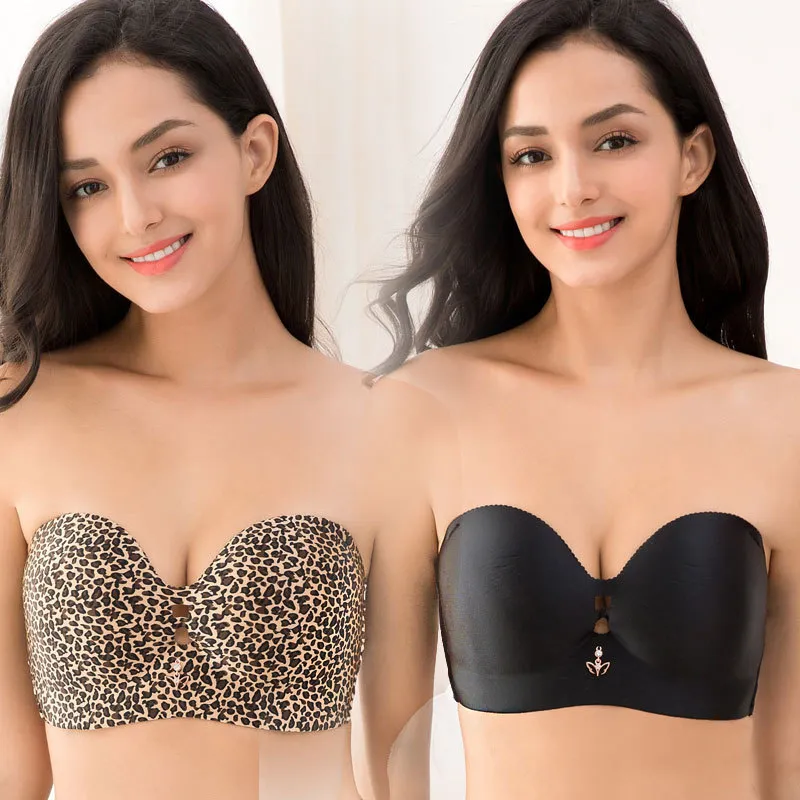 Bras Sexy Women Strapless Bra Invisible Breast Lift Up Leopard Slim  Seamless Breathable Wireless Brassiere Wrapped Chest Plus Size From  Dajiaostar, $30.07