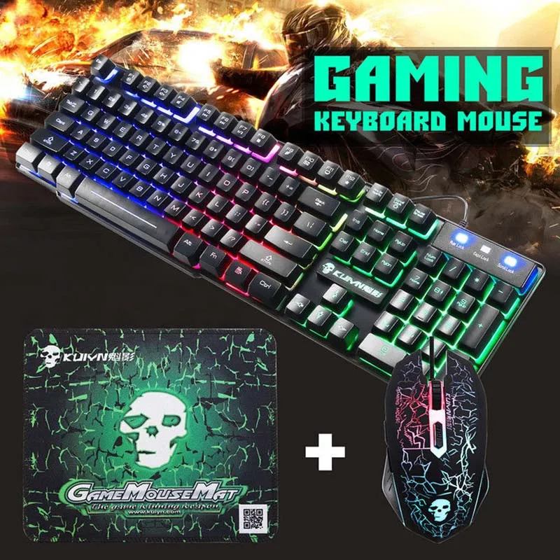 Gaming Keyboard Mysz Przewodowe Klawiatury USB I Mysz Back Lit Light Klawiatura do PC Desktop Laptop Gamer