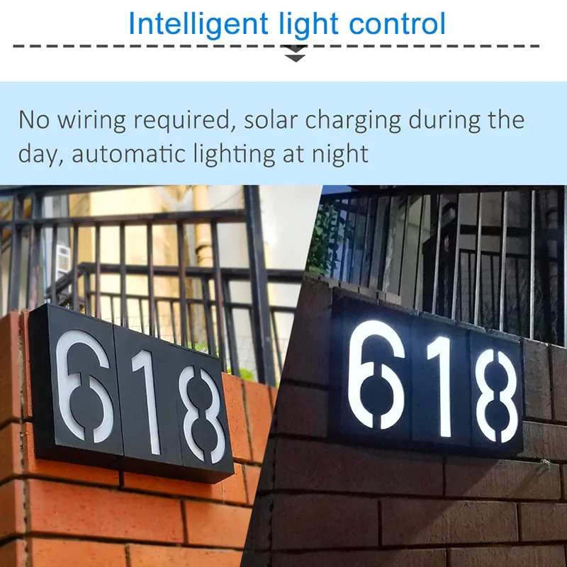Waterproof Outdoor Light, House Number, Solar Wall Light, House Number