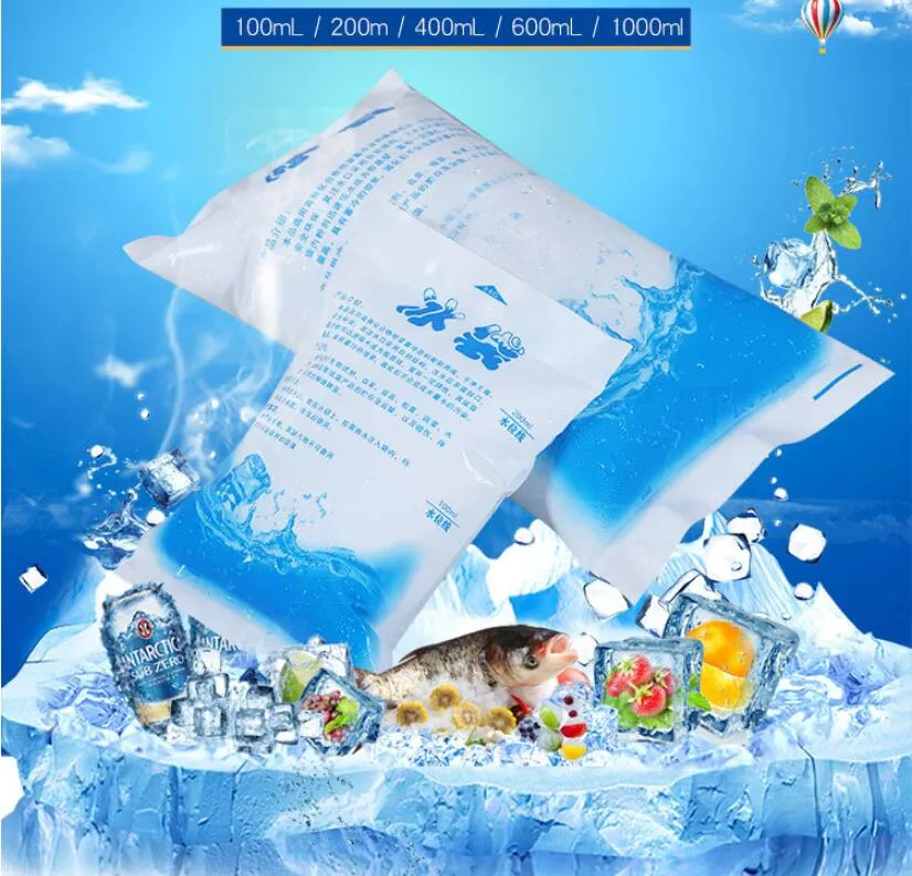 Aliments frais-conservation sac de glace congélateur réutilisable PE Ice Pack Gel alimentaire sacs réfrigérés sacs isothermes en plastique 100 ml 200 ml 400 ml 1000 ml logo personnalisé