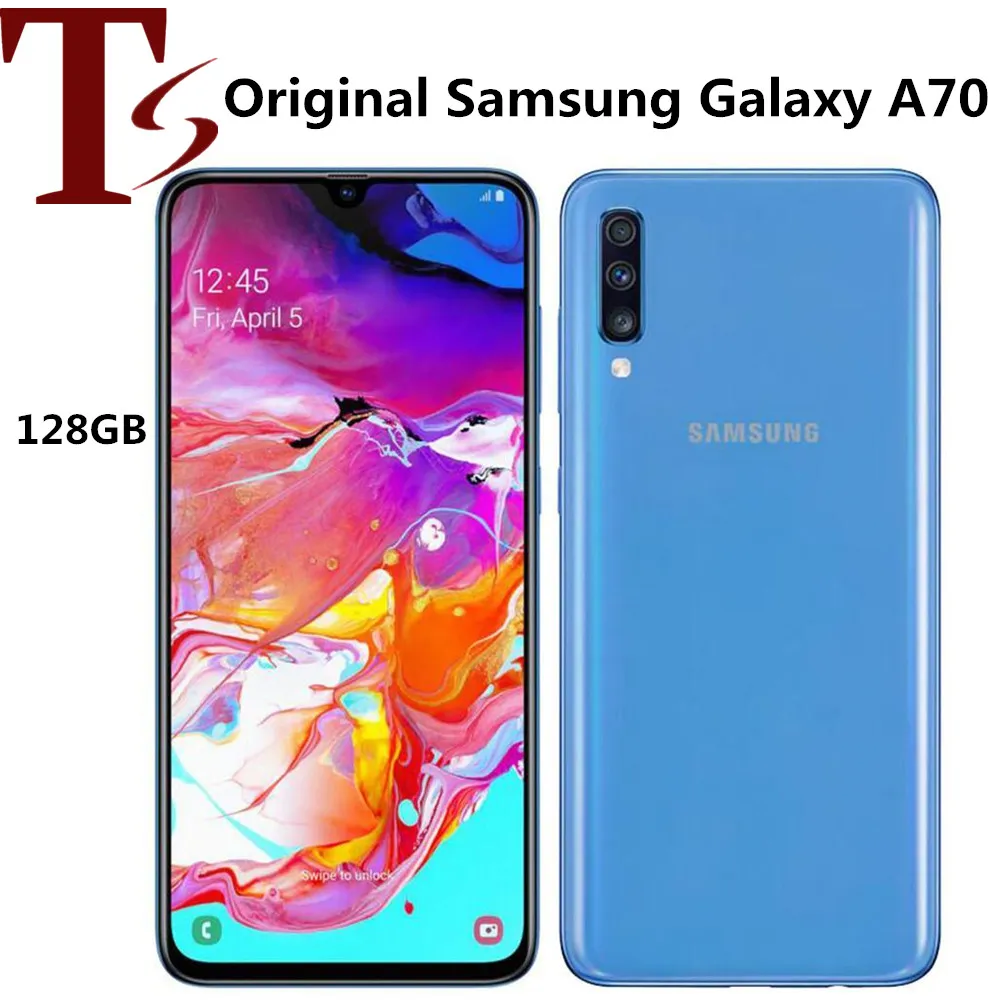 تم تجديده Samsung Galaxy A70 6.7 بوصة Octa Core 6GB RAM 128GB ROM 32MP غير مؤمن هاتف Android الذكي 1PC