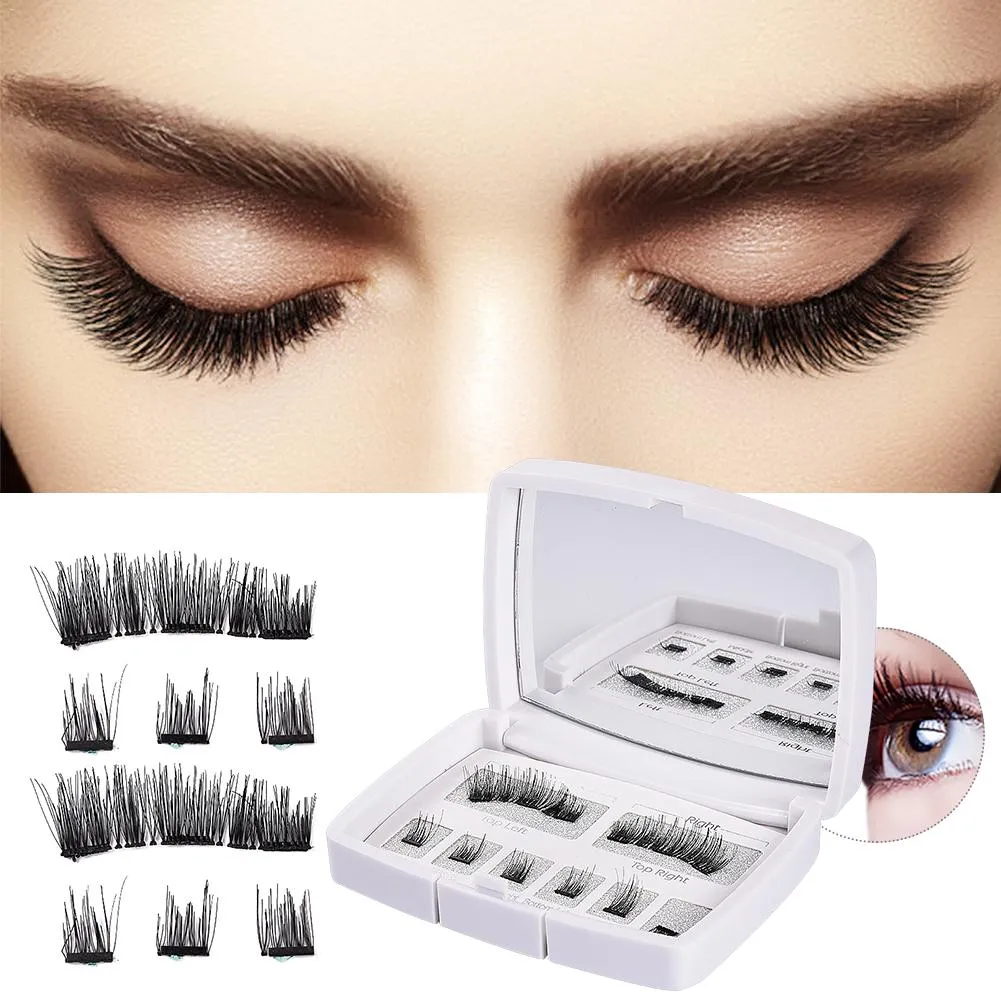 8 sztuk 3D Magnetyczne rzęsy Mink Lash Full Strip Lashes Fałszywe rzęsy z Pincety Podwójne Magnes Extension J176